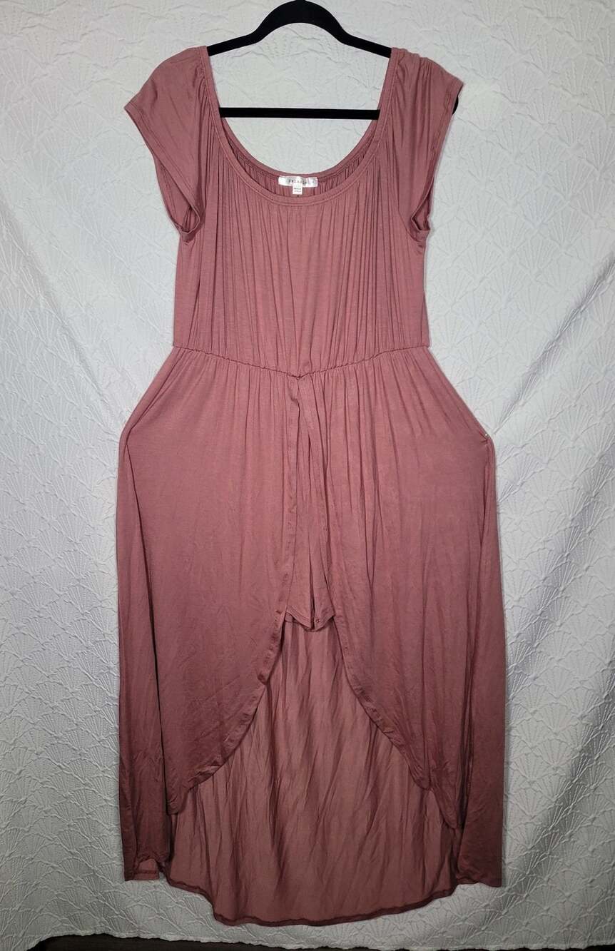 Emerald Dress Size 1X Pink Short Sleeve Maxi Casual Dress